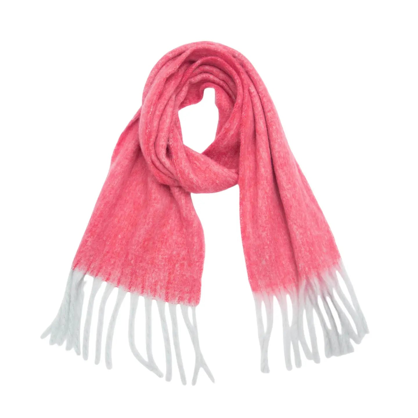 Fashionable Color-Blocked Tassel Scarf