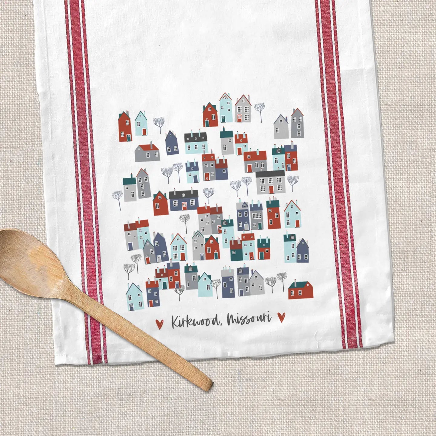 Hometown Tea Towel Red Stripes