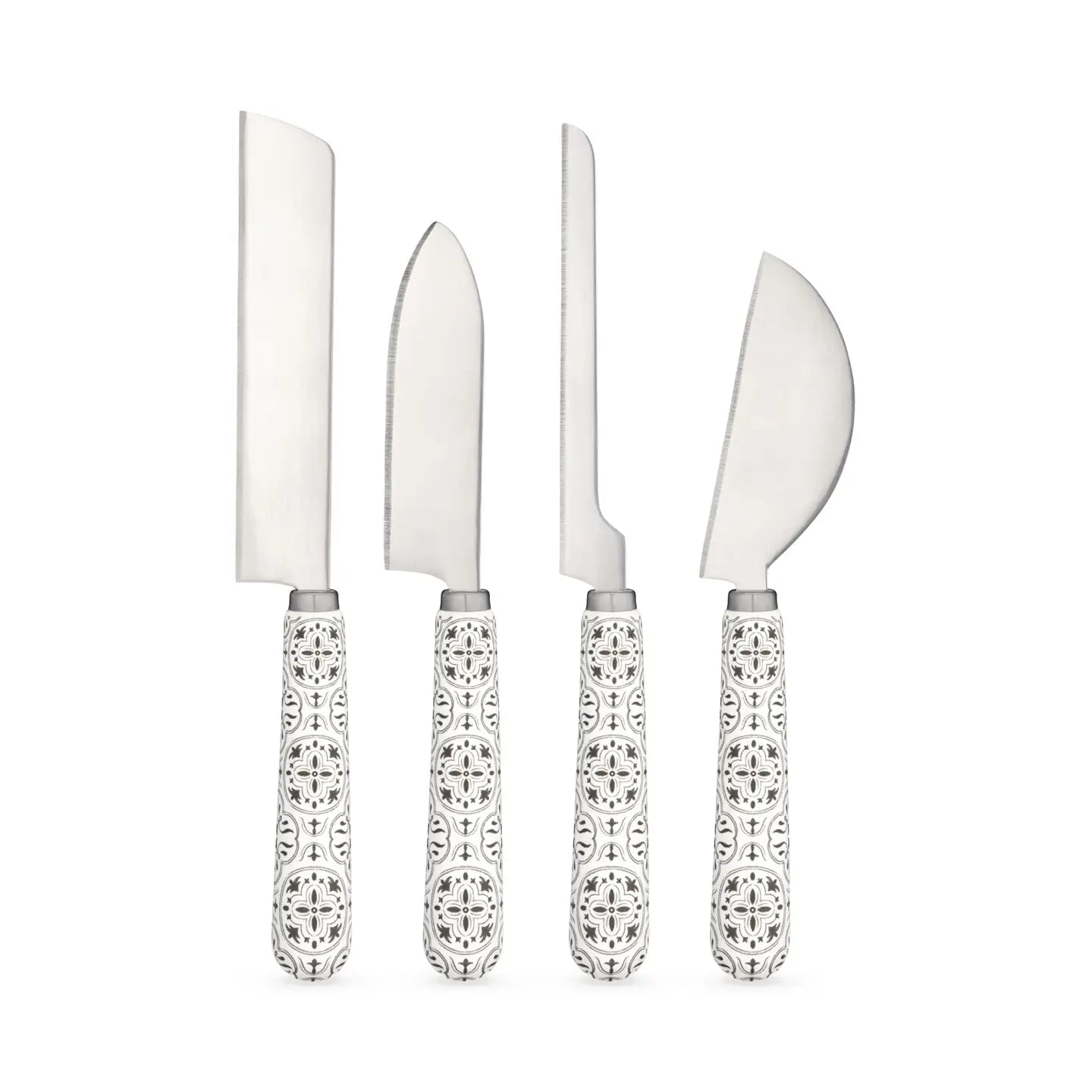 Stainless Steel and Ceramic Tile Cheese Knives Set of 4