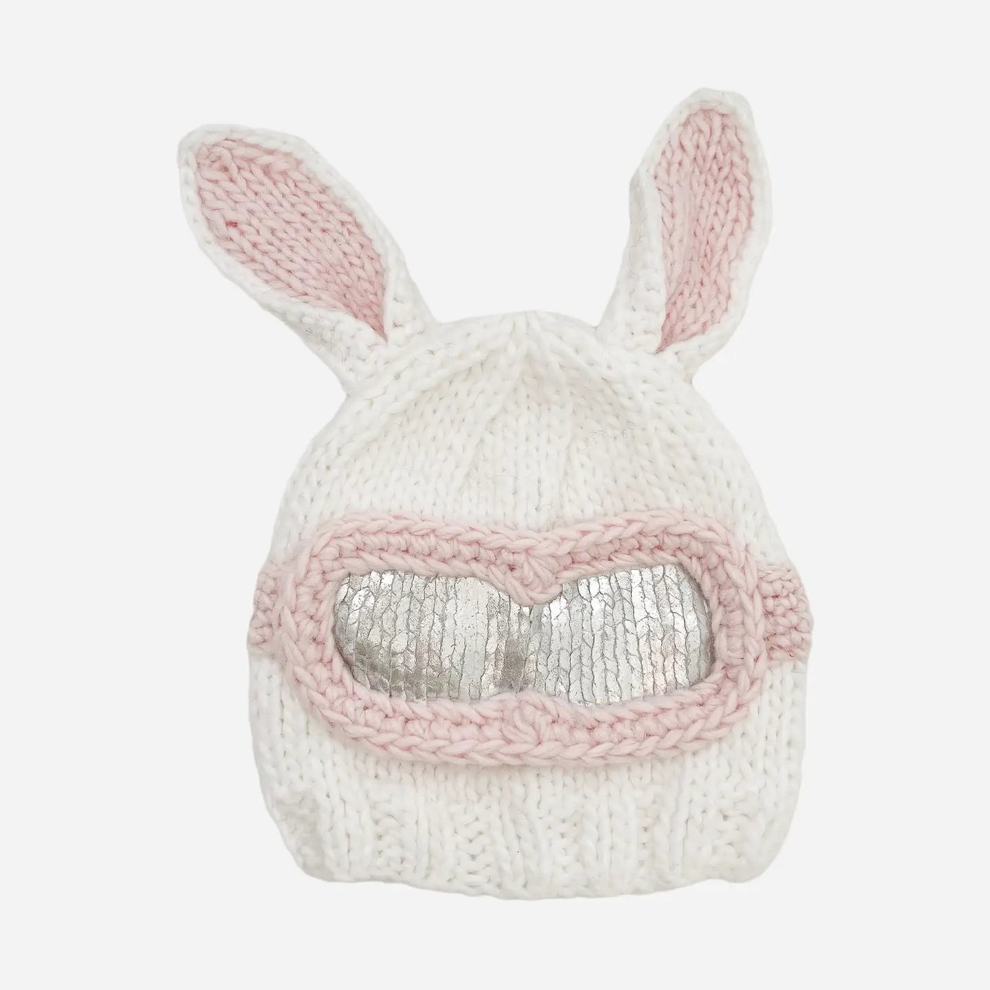 Ski Goggles Beanie Bunny Baby Kids Winter Snow Hat Metallic