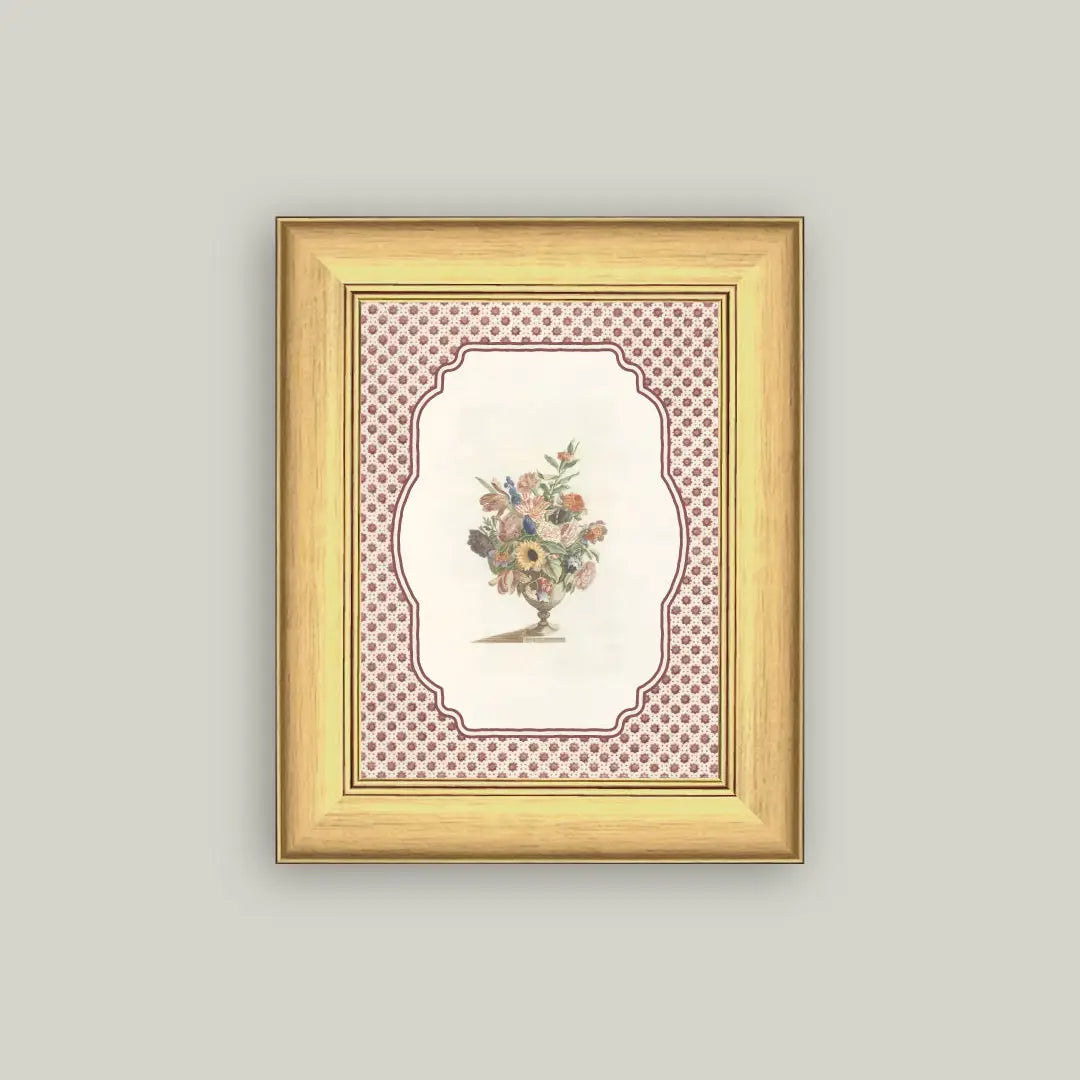 Vase of Flowers Framed Antique Art
