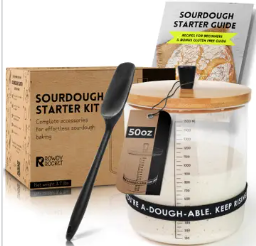 Sourdough Starter Kit with 50oz Glass Jar, Spatula & More