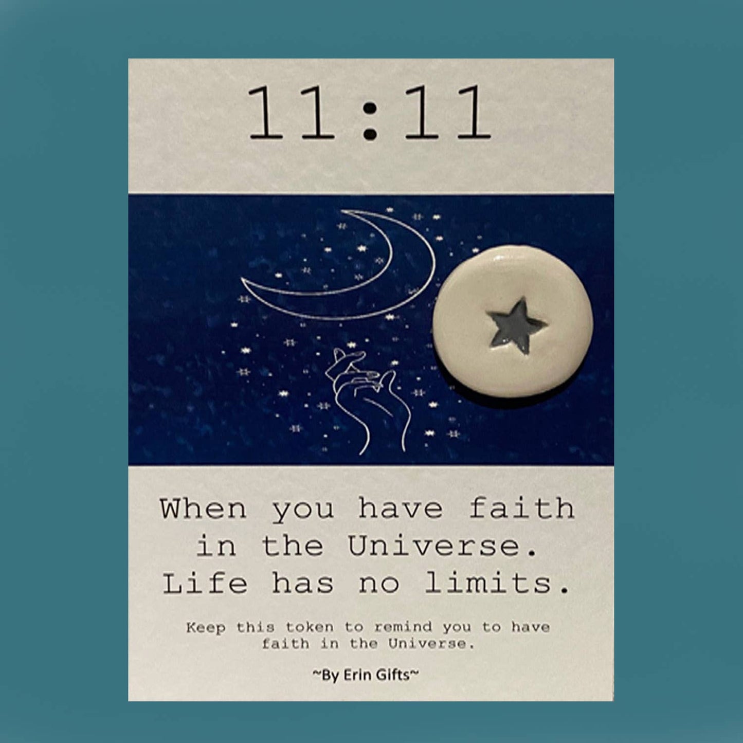 11 : 11 Ceramic Pocket Token Pocket Hug Wish Token and Card