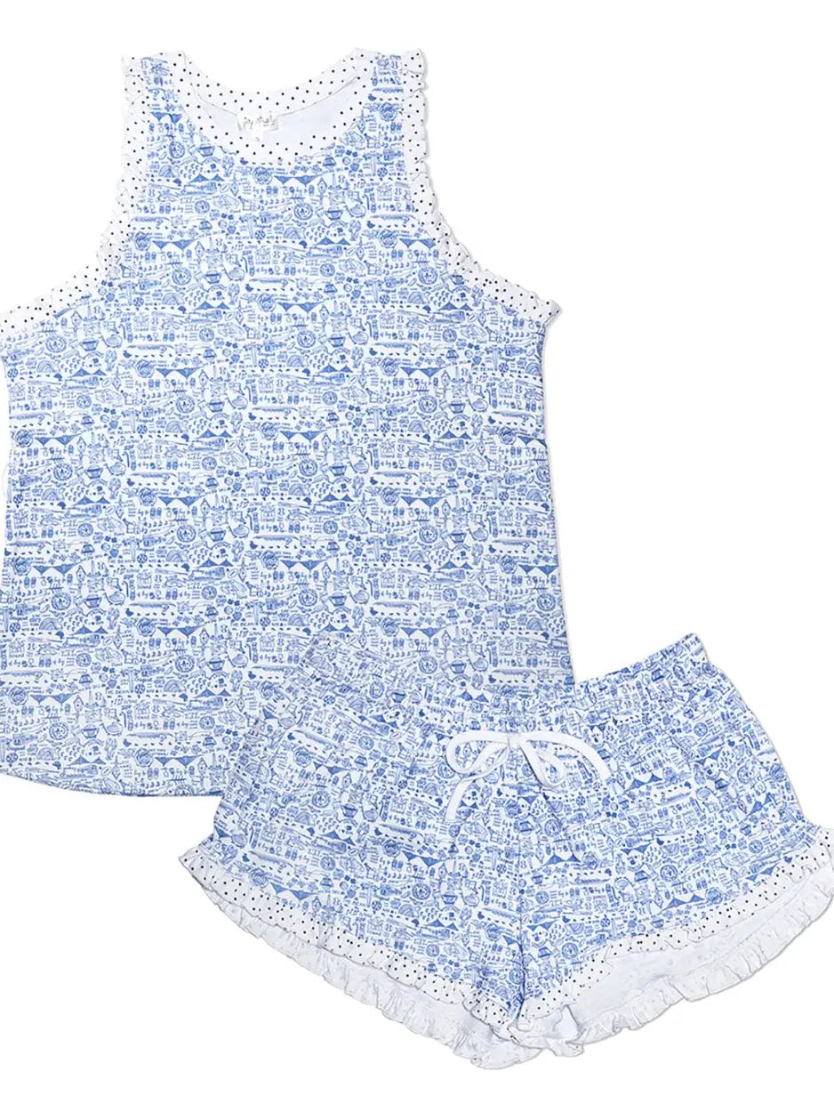 Boston Women’S Ruffle Short Pajama Set