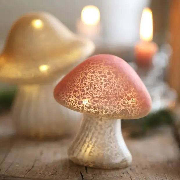 Pink Glass Mushroom Light