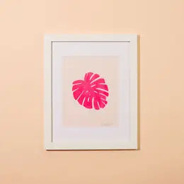 Monstera Leaf Pink 8X10 Plant Art Print 8X10