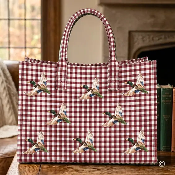 Mallard Marshland Maroon Gingham Vinyl Tote