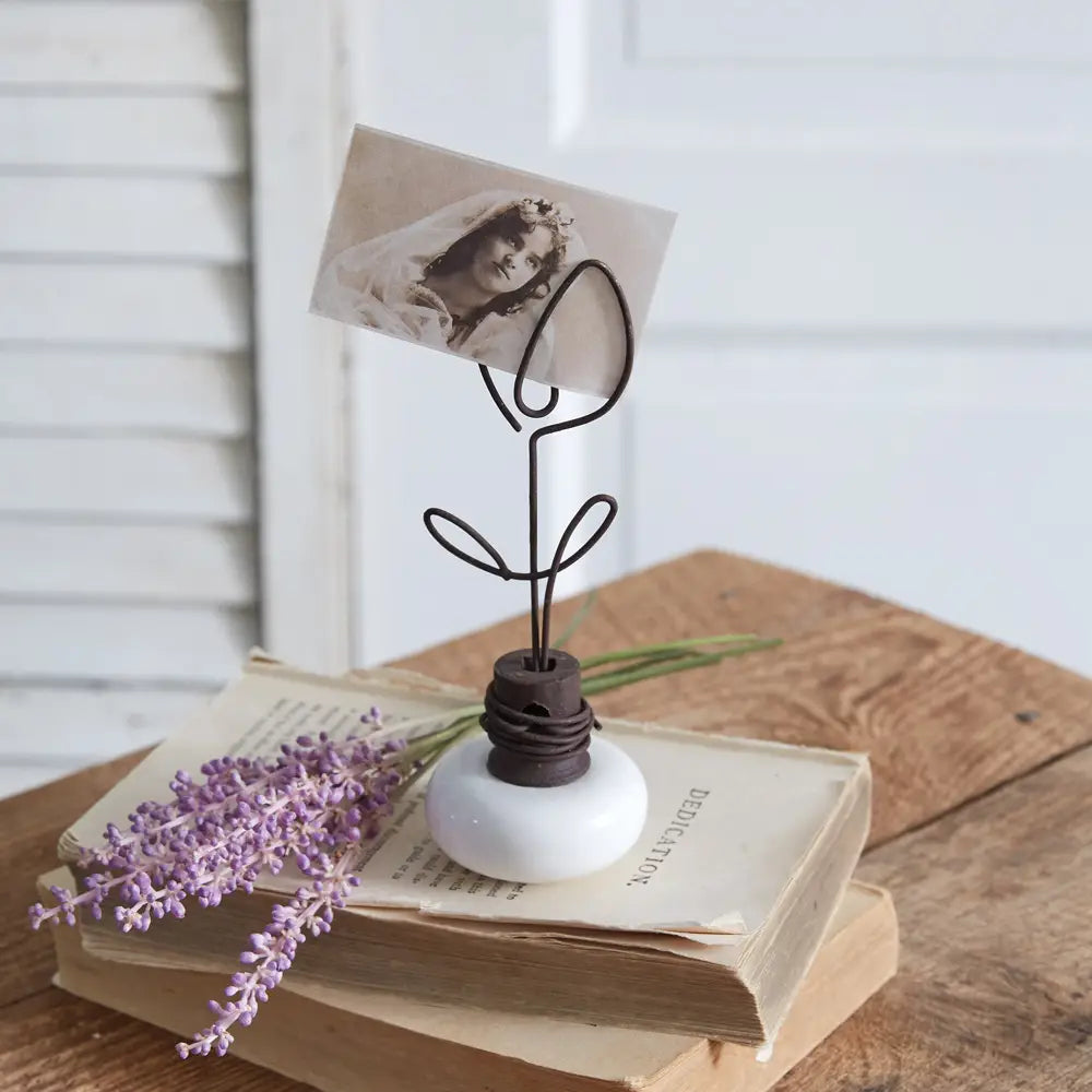 Vintage Doorknob Photo Holder - Tulip