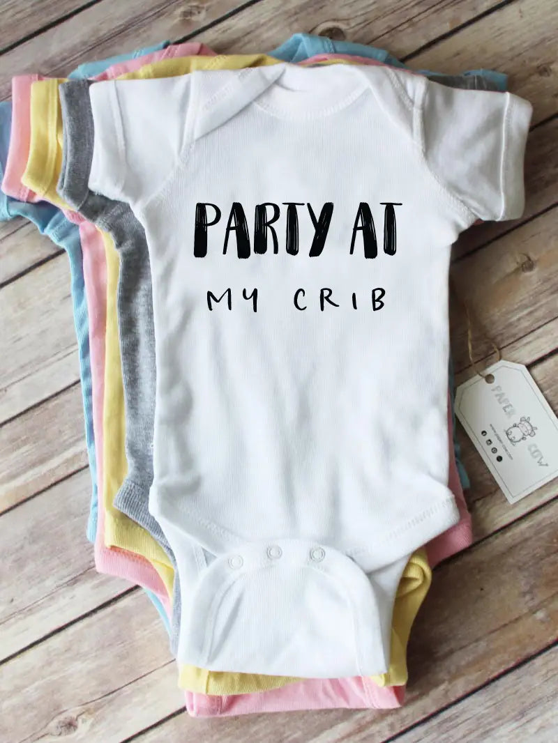 Party at my Crib Baby Bodysuit - White