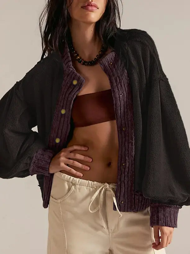 Cozy Slouchy Boxy Drop-Shoulder Sleeves Cardigan