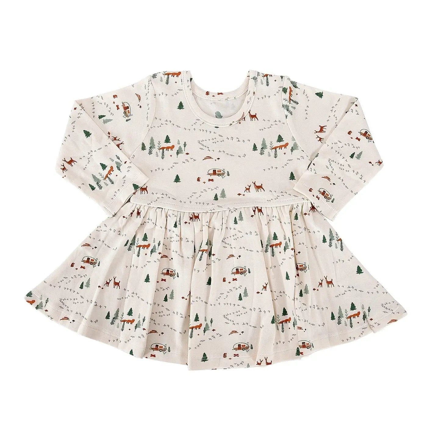 Long Sleeve Twirl Dress Organic Baby and Kid| Into the Woods