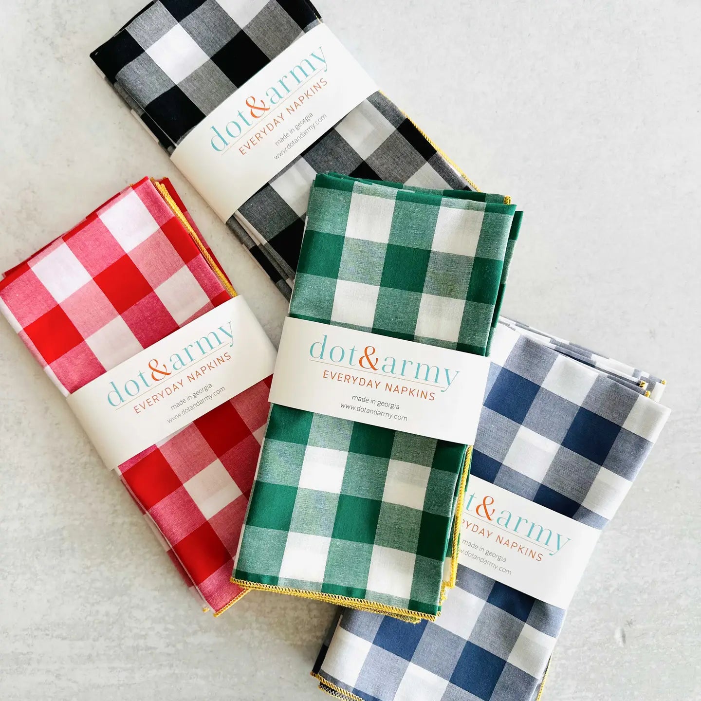 Gingham Check Cloth Napkins, Set of Four