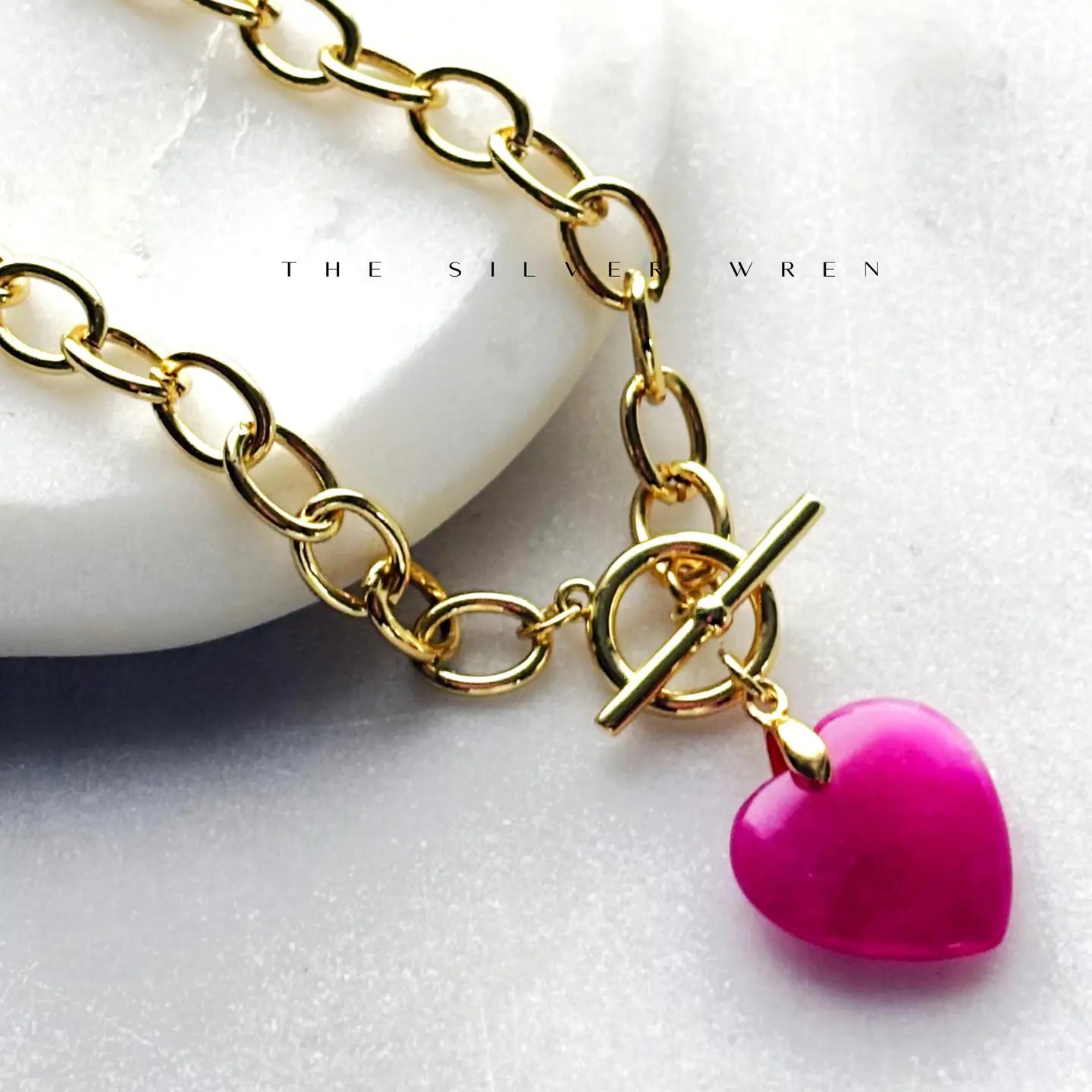 Pink Heart Toggle Necklace
