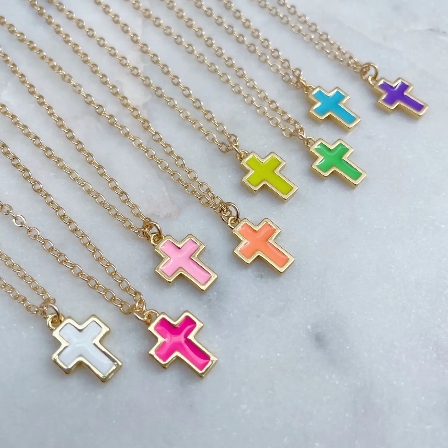 Colorful Cross Necklace, Kid Jewelry, Religious Gift