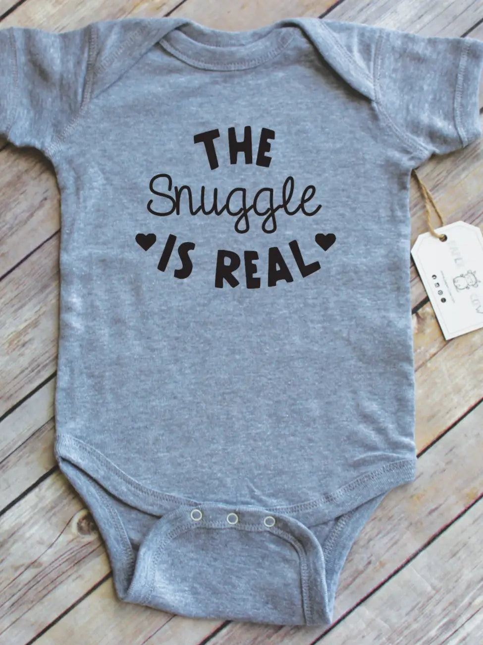 Snuggle Is Real Baby Bodysuit - Grey