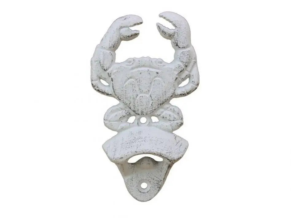 Whitewashed Cast Iron Wall Mounted Crab Bottle Opener