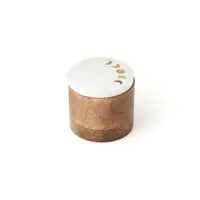 Indukala Keepsake Box - Marble, Mango Wood, Brass, Round
