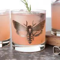 Silver Moth Rocks Glass