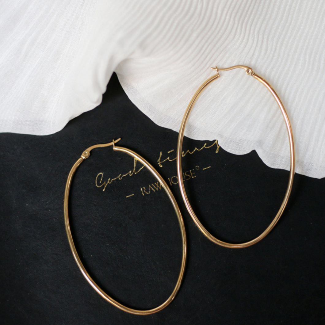 18K Gold Plated Large Hoop Earrings