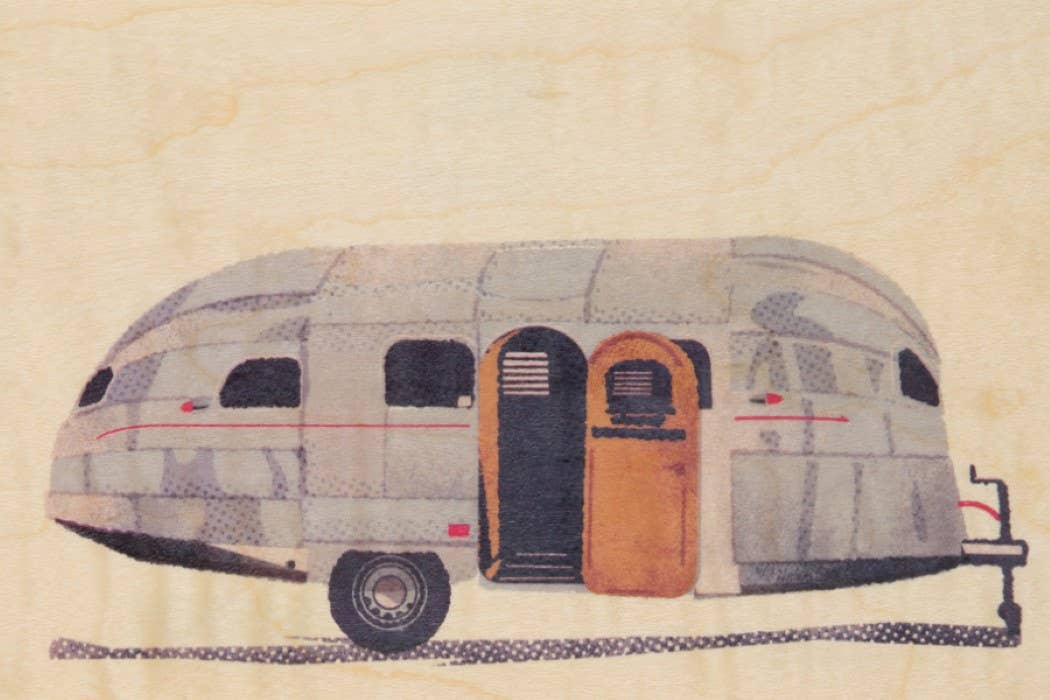 Wood Postcard Travel Caravan