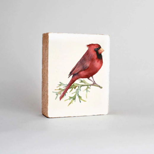 Watercolor Cardinal Decorative Wooden Block